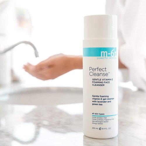m-61 Perfect Cleanse | Daily Gentle, Foaming Gel Cleanser With Vitamin E, Lavender, Green Tea. For All Skin Types. Dermatologist and Allergy Tested, 8.2 Fl Oz