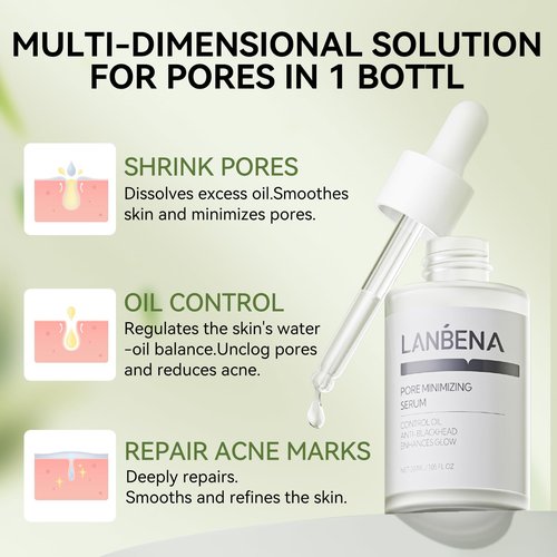 LANBENA 3-in-1 Blackhead Removal Set - Bamboo Charcoal Pore Strips (30g), Pore Minimizing Serum (30ml) & Removal Paper - Mask for Face, Minimizes Pores & Leaves Skin Fresh & Clean, Blackhead Remover