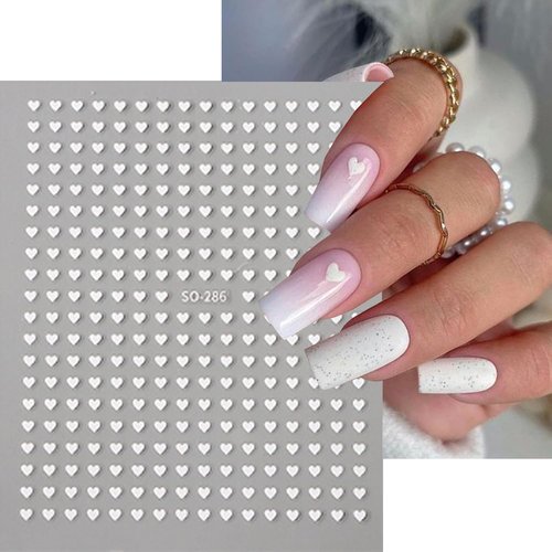 6PCS Mini Heart Nail Art Stickers 3D Self-Adhesive Sparkling Love Nail Art Decals Shinny Red Hearts Designs Nail Sticker for Valentine's Lovers Romantic Stickers DIY Manicure Decoration Accessories