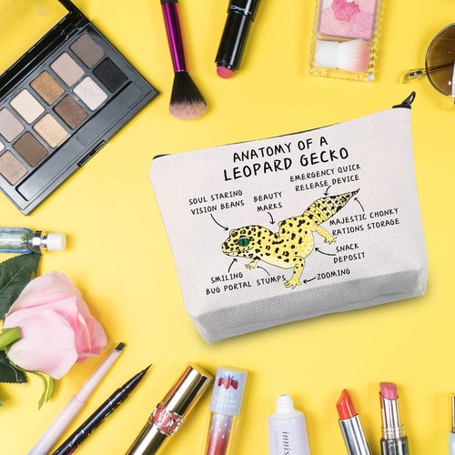 G2TUP Leopard Gecko Lover Gift Anatomy Of A Leopard Gecko Makeup Bag L-eopard G-ecko Mom Cosmetics Bag Pet Lizard Reptile Lover Gifts