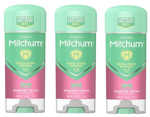 Mitchum For Women Anti-Perspirant Deodorant Clear Gel Powder Fresh 3.40 oz (Pack of 3)