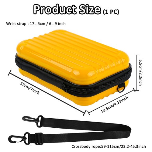 ASUNFO Yellow Hard Shell Cosmetics Case Carrying Hard Bag for Toiletry Storage Cross Body Bag with Shoulder Strap for Detachable Grip Rope and Shoulder Strap for Travel