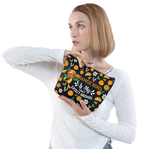 JNIAP Sunshine Bird Cosmetic Makeup Bag Birds Lover Gifts Sunshine Bird Zipper Pouch (Orange animal bl mb)