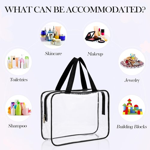 SynHHergyx 10 Pack Large Clear Makeup Bag Clear Toiletry Bag with Zipper and Handle Travel Cosmetic Tote Pouch PVC Plastic Zipper Case Organizers