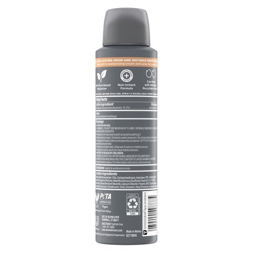 Dove Men+Care Dry Spray Antiperspirant Cedarwood + Tonka 4 Count 72H Protection with a Plant-Based Moisturizer 3.8 oz