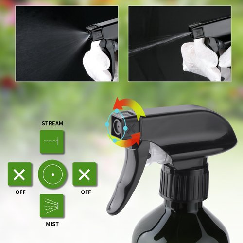Arkeiliy 2-Pack Leakproof Spray Bottles (300ml/10oz) - Adjustable Nozzle for Fine Mist & Jet Stream | Premium Refillable Plastic Bottles for Hair Styling, Plant Misting, Cleaning Solutions (Clear)