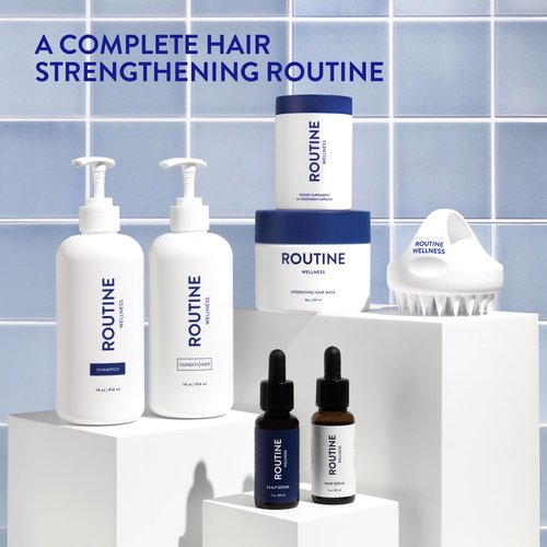 Routine Wellness Anti-Thinning Shampoo and Conditioner Set for Thinning Hair - Biotin DHT Blocker Women & Men - Color Safe Shampoo for Hair Loss & Healthier Hair - Rose Hips (Pack of 2)