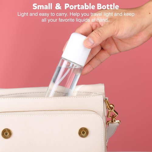 Bynccea Travel Spray Bottle 3.4oz/100ml Plastic Mini Bottle Set - Fine Mist Mini Empty Spray Bottles - Refillable Small Spray Bottles for Cleaning Solutions, Liquid Cosmetics