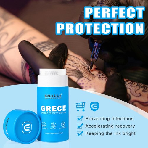 Tattoo Aftercare Bandage - 6'' x 11yard Second Skin Tattoo Cover Latex-free Tattooing Bandage Wrap Waterproof Matte Protective Film for Initial Healing Protective and Skin Repair