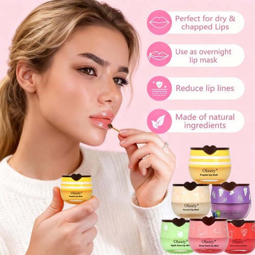 9 PCS Bee Lip Balm Lip Mask Honey Pot, Nourishing Hydrating Balm Honey Pot for Dry, Chapped & Cracked Lips with Propolis, Lip Sleeping Mask - Soften, Smooth & Reduce Lip Lines