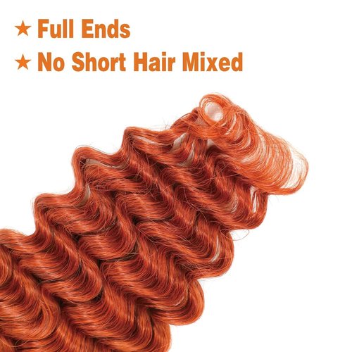 Peenoll Curly Braiding Human Hair 11A 100g 20 Inch Ginger Orange 350 Deep Wave Braiding Human Hair No Weft Brazilian Virgin Hair for Boho Braids
