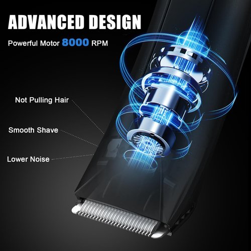 Sokadanch Men's Electric Body & Ball Hair Trimmer, 4-in-1 Ceramic Blade, Waterproof, Type C Charging, Black