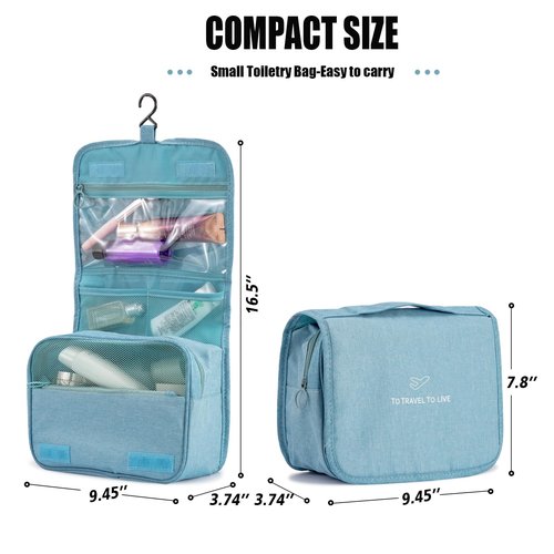 L&FY Hanging Travel Toiletry Bag Women's Cosmetic Organizer Makeup Pouch Men's Shaving Kits With Handle (Denim Black)