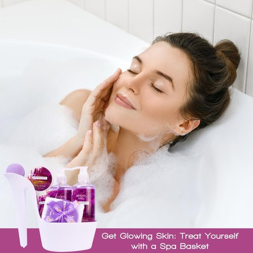 Luxury Spa Gifts for Women – 8 Pc Lavender Scented Bath and Body Set with Bubble Bath, Lotion & More – Luxury Self Care Kit for Wife, Mom, Girlfriend, Birthday Gifts for Women by Draizee