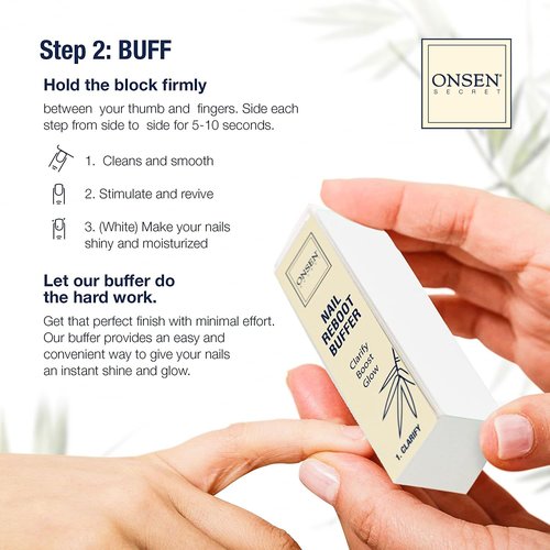 Onsen Secret Essential Nail Reboot Kit with Hand & Cuticle Rescue Cream | Buffer Block, Professional File, Replacement Pads and Repair Cream for Strong, Healthy, Shiny Natural Nails at Home