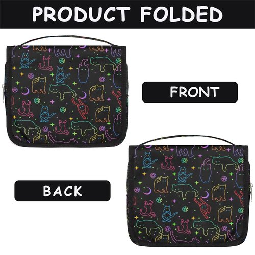 lakefvgk Black Cats Hanging Toiletry Bag, Spacious Travel Toiletry Bag for Women Men, Cosmetic Bags for Women, Travel Makeup Bag Suitable for Business, Camping, and Fitness