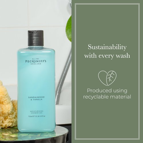 Pecksniff's Sandalwood & Vanilla Moisturizing Shower Gel | 750ml / 25.36 Fl Oz