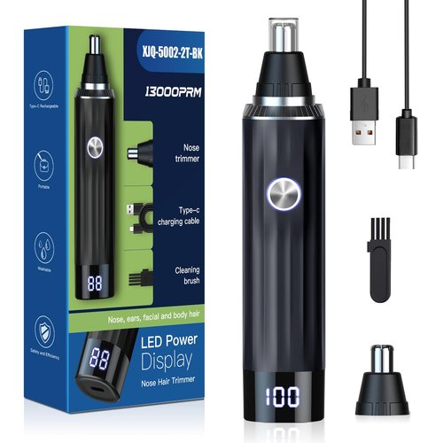 Ginity LED Display Ear and Nose Hair Trimmer Clipper for Men Women,2025 Rechargeable 2 in 1 Professional Painless Eyebrow & Facial Hair Trimmer with Powerful Motor