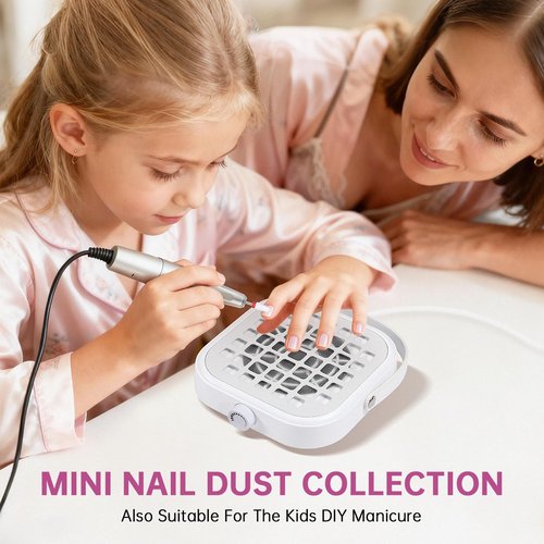 CHRISTINE SHELLY Nail Dust Collector, Compact 6000RPM Powerful Vacuum Fan Vent Dust Collector Extractor Dust Suction Machine for Acrylic Nails Polishing, White
