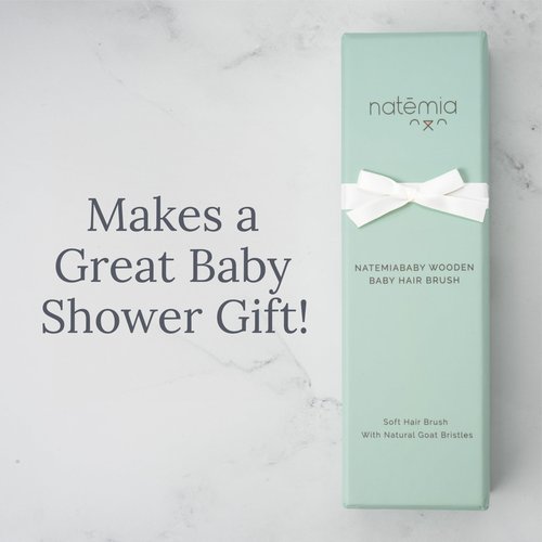 Natemia Soft Bristle Baby Hair Brush Set - 2 Pack Wooden Brushes for Newborns, Toddlers, and Baby Registry Gift