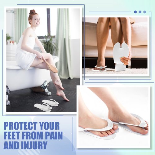JaGely 100 Pairs Disposable Pedicure Slippers Bulk EVA Disposable Flip Flops Kit Spa Pedicure Sandals Guest Slippers Spa for Adult Foot Nail Salon Party Supplies Travel Hotels Home(White)