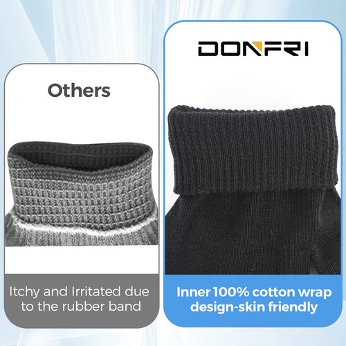 Donfri 10 Pairs Cotton Moisturizing Gloves Men Touchscreen Fingers for Eczema Dry Hands Hand Care Overnight Moisturizing (Large-Black)