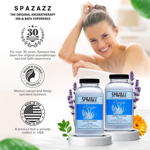 Spazazz Aromatherapy Hot Tub Crystals – Palmarosa Lavender Bath Salt for Bathtub & Hot Tub Spa – Relaxing Bath Salts – Aromatherapy Bath Salt – Lavender Bath Soak & Spa Essentials