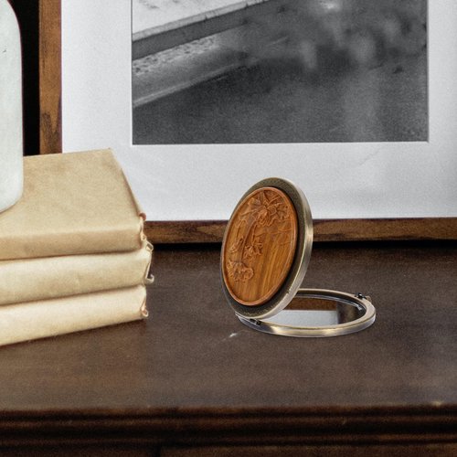 Mipcase 1pc Vanity Mirror Cosmetic Mirror Vintage Metal Make Pocket Vintage Compact Travel Makeup Compact Travel e Handbag Glass Clamshell Handheld
