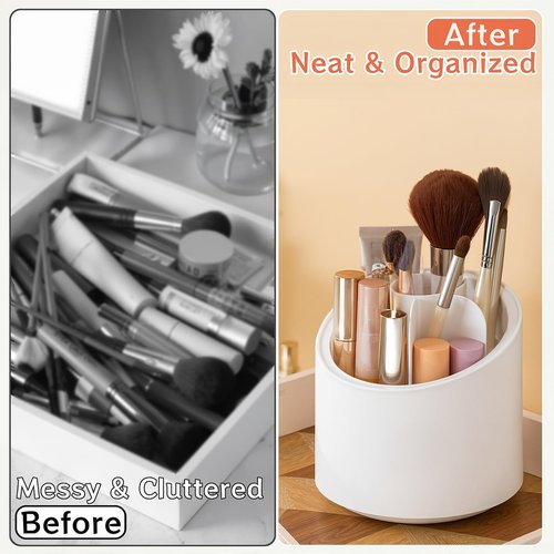 Zylkorb 360° Rotate Makeup Brush Holder Organizer, Makeup Organizers Countertop, Dustproof Beauty Brushes Storage Makeup organization and Skincare Storage for Vanity, Desktop, Bathroom