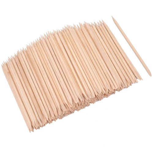 Hedume 600 Pcs Orange Wood Nail Sticks, Double Sided Multi Functional Cuticle Pusher Remover, Pointed End & Flat End Manicure Pedicure Tool (Pack of 2)