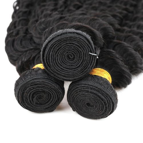Ailabi Brazilian Curly Human Hair Bundles 08 10 12 Inch Deep Wave Bundles Human Hair 11A Unprocessed Virgin Quick Weave Sewn In Hair for Black Women