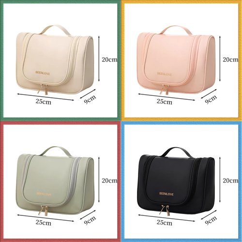 Duleylv Travel Hanging Toiletry Bag for Women Makeup Organizer with Handle Waterproof Travel Size Toiletries Large Makeup Bag for Travel Essentials Black