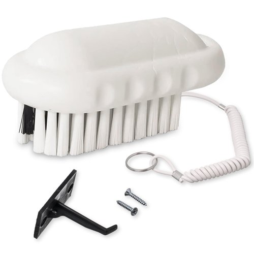 SPARTA Nail Scrub Brush Commercial-Grade, Heavy-Duty Hand and Fingernail Brush with Stiff Bristles for Gardeners, Mechanics, And Foodservice Personnel, Plastic, 5 X 2.24 Inches, White