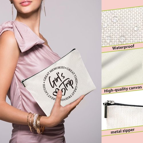 4 Pcs Girls Trip Favors, Girls Weekend Gifts Makeup Bag, Bestie Gifts Weekend Bag Summer Vacation Cosmetic Bag