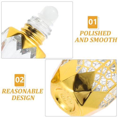 Ciieeo Roll on Bottles, Roller Bottles for Essential Oils 6ml, Oil Roller Pitcher, Arabic Crystal Glass Refillable Roller Pitcher for Oils Perfume Travel 4Pcs