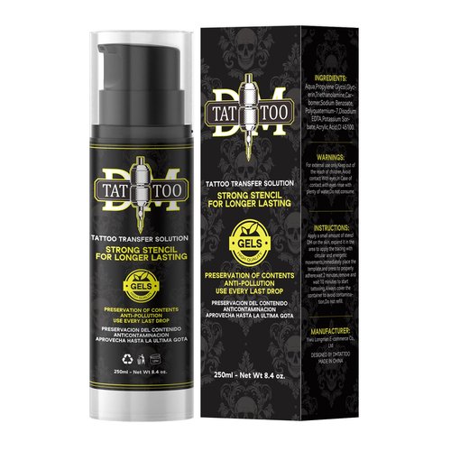 Tattoo Transfer Gel, Premium Professional Tattoo Stencil Liquid Large Capacity Not Esay to Erase Accessories (250ml Black)