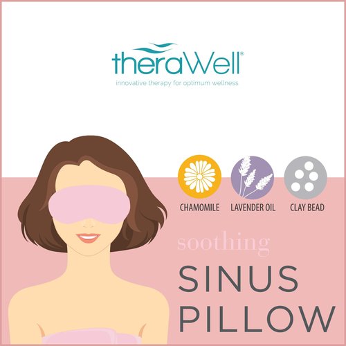 Therawell Anti-Stress Hot/Cold Clay Bead Sinus Eye Mask, Lavender & Chamomile, Pink