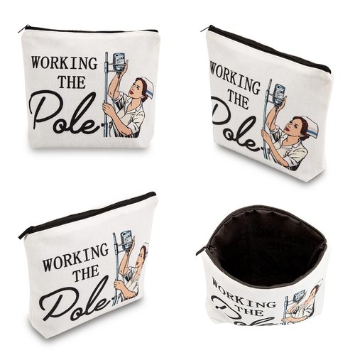 ANEETAFAN ER Nurse Gift,Nurse Gifts for Women Funny Makeup Bags,Working The Pole,Gifts for Nurses Pencil Makeup Pouch Bag with Zipper, Nurse Graduation Gift,Nurses Day Gift,RN Nursing Bag for Work