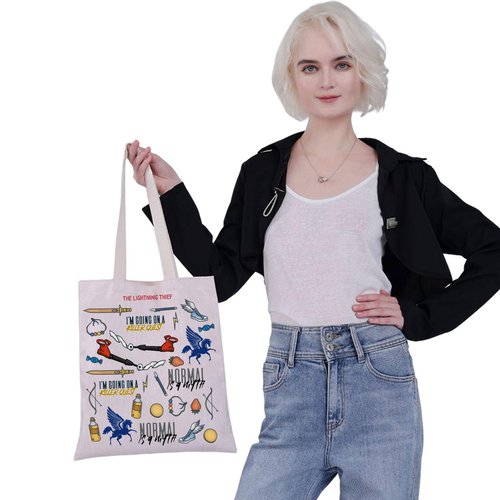 G2TUP Percy Movie Inspired Tote Bag Book Lover Tote Bag I’m Going On A Killer Quest Percy Fans Gift (I'm Going On TG)