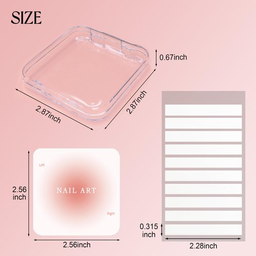 Qsnidy 9 Pcs Press On Nail Storage Box, Transparent Acrylic Fake Nail Case with 9 Display Cards and 2 Sheets of Double-Sided Adhesive Tape (20 Strips) for Nail Art Home Salon Packaging Use