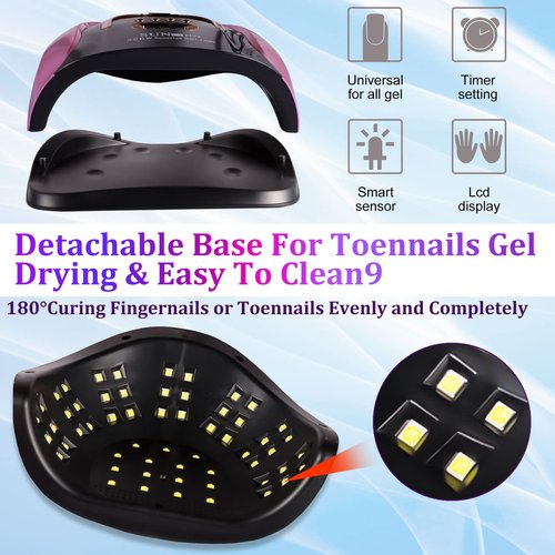 MUSERAY UV LED Nail Light, 256W High Power Gel Light, 4 Timer Settings and Professional Manicure Lamp with Automatic Sensor (Comes with 9 Free Gifts)