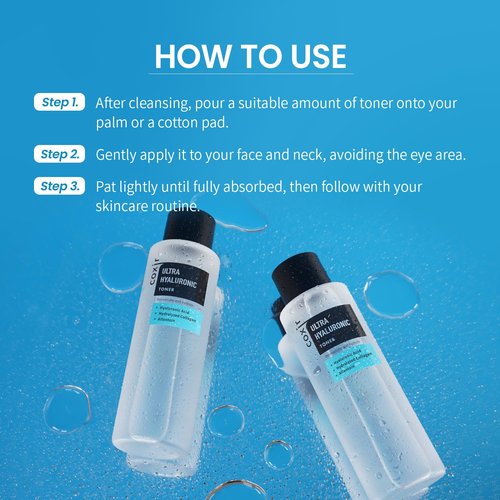 coxir Ultra HYALURONIC Acid Toner | HYDRATION-14-Complex| Hydrating, Smoothing, Calming, Moisturizing, Paraben Free, Cruelty Free, Korean Skin Care [150ml/5.07 fl.oz.] (Pack of 2)