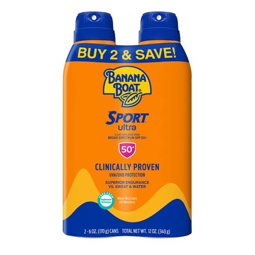 Banana Boat Ultra Sport Reef Friendly Sunscreen Spray, Broad Spectrum SPF 50 & 30, 6 Oz (Pack of 2), Sport Ultra SPF 30 Sunscreen Spray