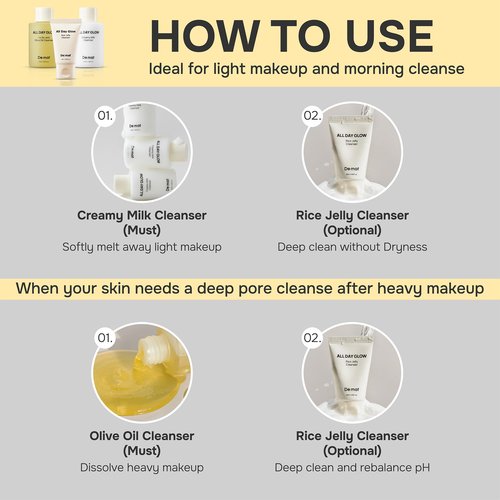 De:maf Welcome Kit Cleansing Set – Gentle Cleansing Trio with Travel Pouch | Olive Oil, Milk, and Rice Foam Cleansers for All Skin Types