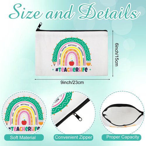 Saintrygo 28 Pcs Teacher Survival Kit Bags Teacher Appreciation Gifts in Bulk Rainbow Canvas Makeup Bags with Zipper Cosmetic Toiletry Bag Pouch Thank You Gifts for Women Thanksgiving Travel Supplies