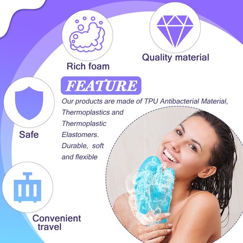 Karenhi 2 Pcs Honeycomb Exfoliating Glove Bath Mitt Body Spa Scrubber, Honeycomb Exfoliator Glove for Body Shower, Scrubber Sponge Shower Loofah, Quick Drying(Blue,purple)