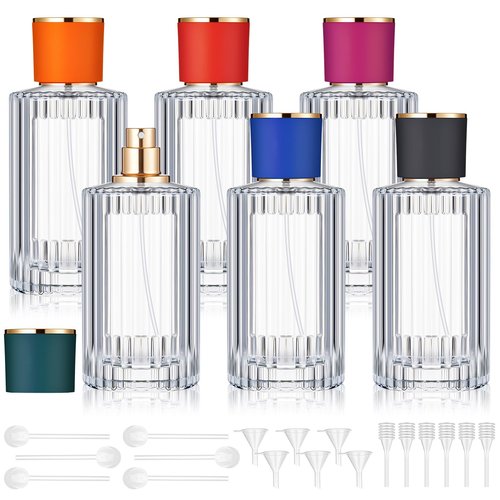 Teenyyou 6 Pcs 100 ml Perfume Cologne Bottles Empty Refillable Travel Glass Chic Empty Perfume Spray Bottles Decorative Set for Men Women Portable Dispenser Fragrance Container Set