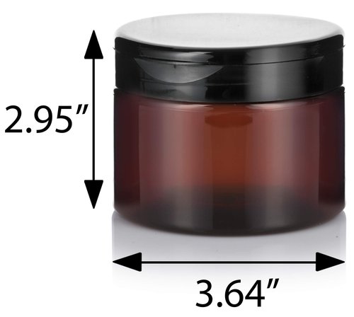 (12 Pack) 12 oz Amber PET Plastic Jar with Black Flip Top