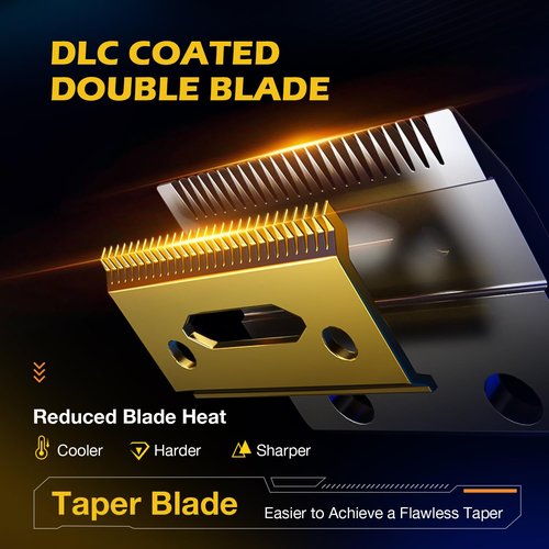 Ultra Quiet Cordless Hair Clippers for Men – High Torque 7800RPM Motor, Low Heat, Professional Hair Clippers with Charging Dock (Gold)