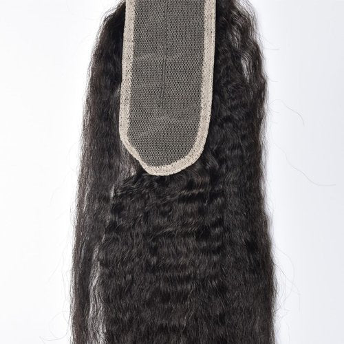 2x6 Kinky Straight Lace Closure Brazilian Human Hair Coarse Italy Yaki Closure 6x2 Frontal For Black Women Pre Plucked Natural Black (2x6 kinky straight closure, 14inch)